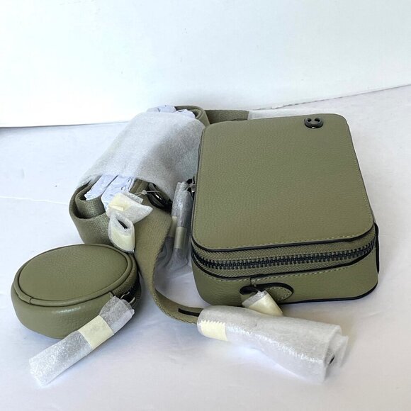 Coach Charter Slim Crossbody Bag Moss Pebbled Leather Round Pouch CC070 Small - Picture 9 of 12